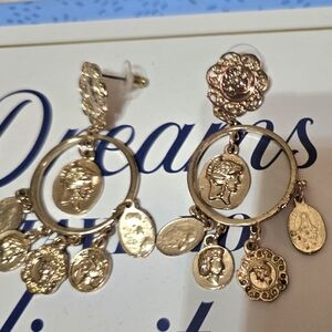 Gold Dangle Coin Earrings